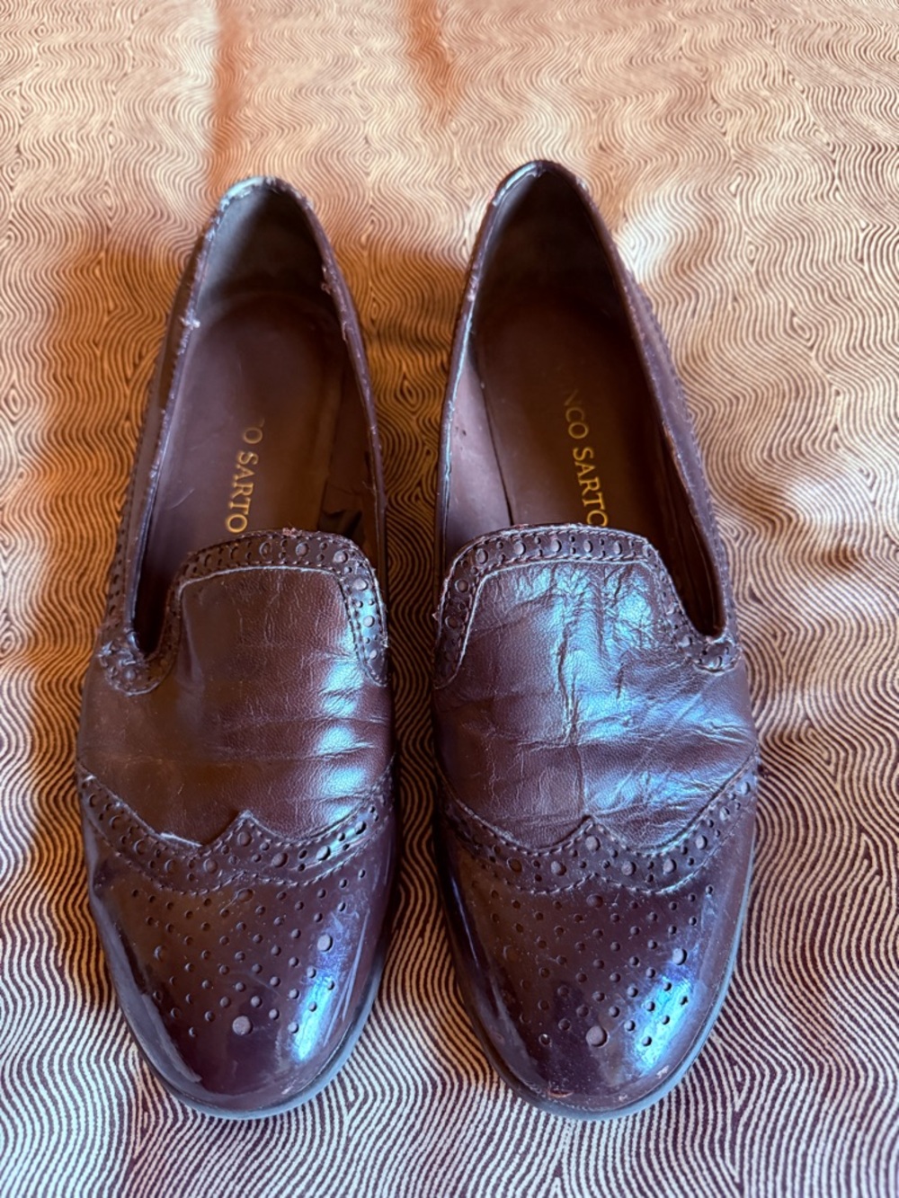 Franco Sarto Dark Brown Leather Wingtip Loafers